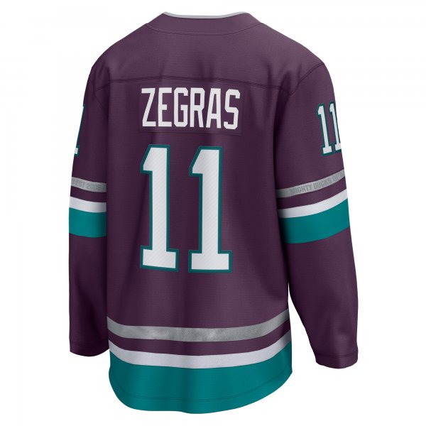 Men's Anaheim Ducks Trevor Zegras Fanatics Purple 30th Anniversary Premier Breakaway Jersey