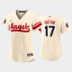 Women's #17 Shohei Ohtani Los Angeles Angels Cream 2022 City Connect Cool Base MLB Jersey