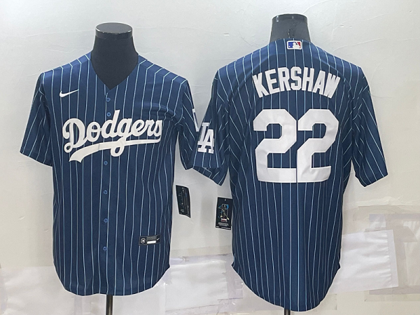 Men's Nike Los Angeles Dodgers #22 Clayton Kershaw Blue Throwback MLB Cool Base Jersey