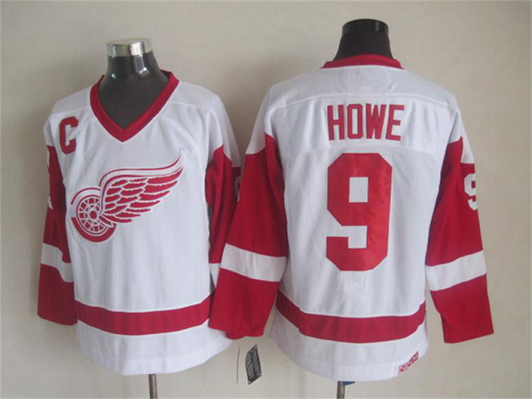 Men's Detroit Red Wings #9 Howe White Throwback NHL Jersey