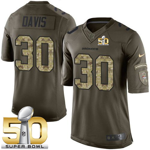 Nike Denver Broncos #30 Terrell Davis Green Super Bowl 50 Men's Stitched NFL Limited Salute To Service Jersey