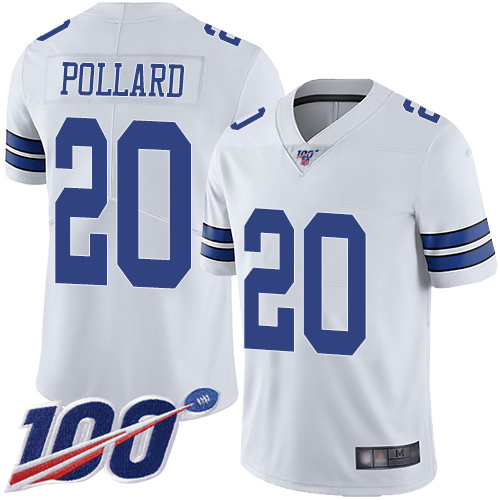 Men's Dallas Cowboys #20 Tony Pollard White Stitched NFL 100th Season Vapor Limited Jersey