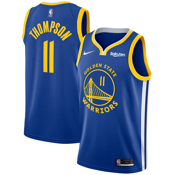 Youth Nike Golden State Warriors #11 Klay Thompson Royal Swingman Patch Icon Edition NBA Jersey