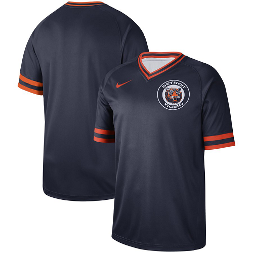 Men's Nike Detroit Tigers Blank Navy Cooperstown Collection Legend V-Neck MLB Jersey