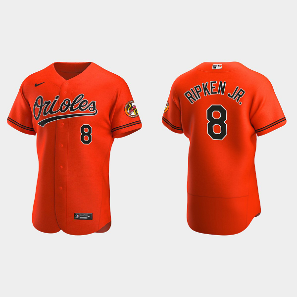 Men's Baltimore Orioles #8 Cal Ripken Jr. Orange Alternate Flex Base MLB Jersey