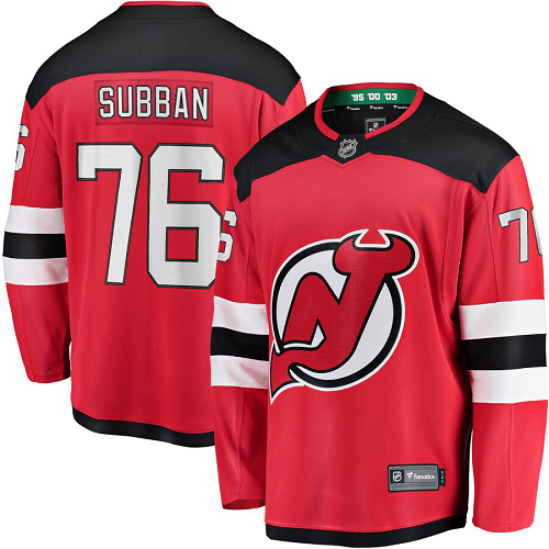 Men's Adidas New Jersey Devils #76 P.K. Subban Fanatics Branded Red Breakaway Player NHL Jersey