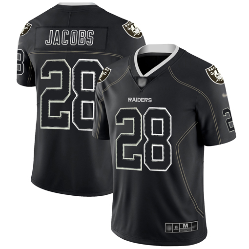 Las Vegas Raiders #28 Josh Jacobs Lights Out Black Men's Stitched NFL Limited Rush Jersey