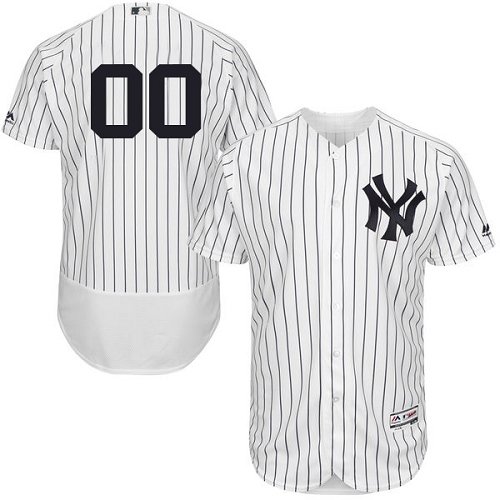 Men's New York Yankees White Majestic MLB Customized Home Flex Base Jersey