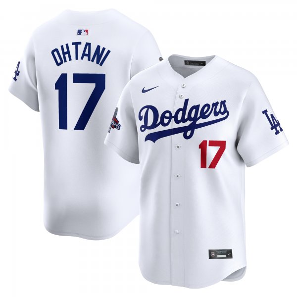 Men's #17 Los Angeles Dodgers Shohei Ohtani Nike White 2024 World Series Champions Home Limited Player Jersey