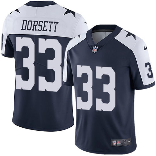 Men's Nike Dallas Cowboys #33 Tony Dorsett Navy Blue Thanksgiving Stitched NFL Vapor Untouchable Limited Throwback Jersey