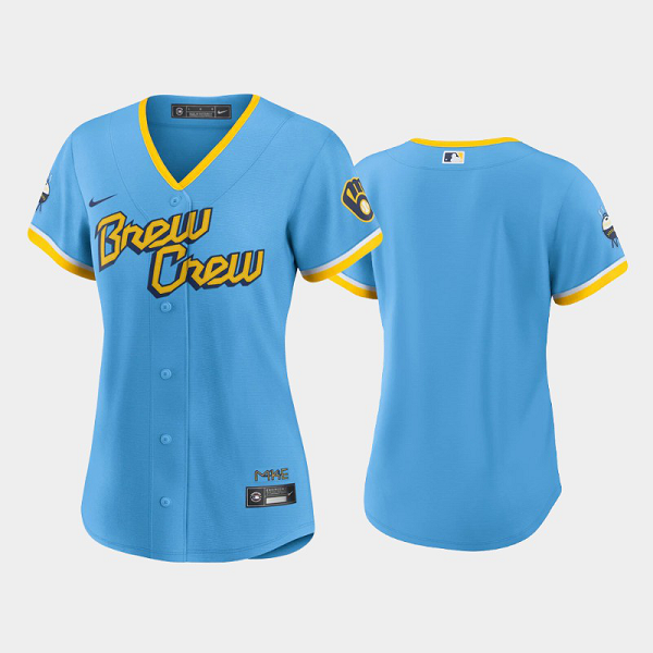 Women's Milwaukee Brewers 2022 City Connect Blank Powder Blue MLB Jersey