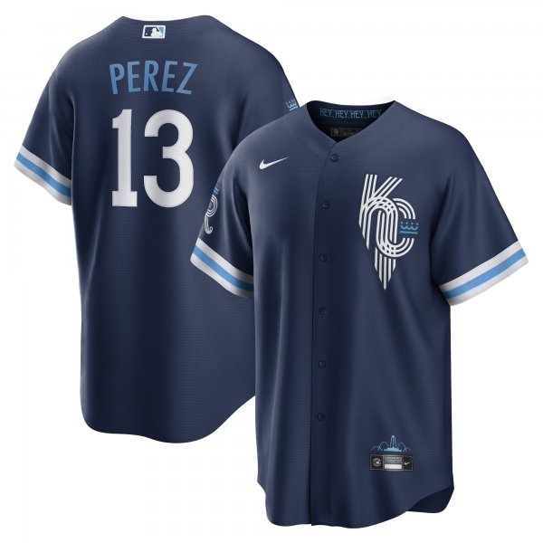 Men's Kansas City Royals Salvador Perez Nike Navy City Connect Replica Player Jersey