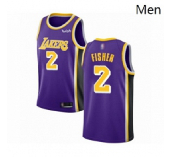 Mens Los Angeles Lakers 2 Derek Fisher Purple Basketball Jerseys Icon Edition