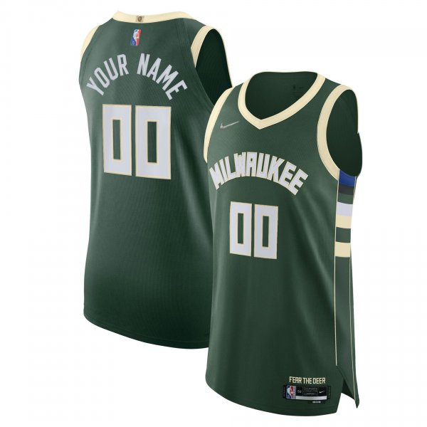 Men's Milwaukee Bucks Nike Hunter Green 2021/22 Diamond Custom Jersey - Icon Edition