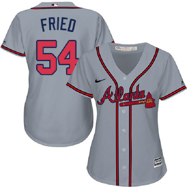 Women's Atlanta Braves #54 Max Fried MLB Jersey - Grey