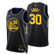 Golden State Warriors #30 Stephen Curry 2021-22 City Edition Black celebrateing NBA 75th Jersey