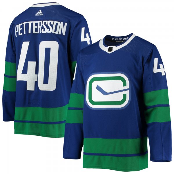 Men's Vancouver Canucks Elias Pettersson adidas Blue 2020/21 Alternate Player Jersey