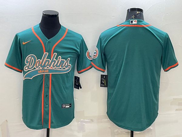 Men's Miami Dolphins Blank Green Stitched Baseball Cool Base Jersey