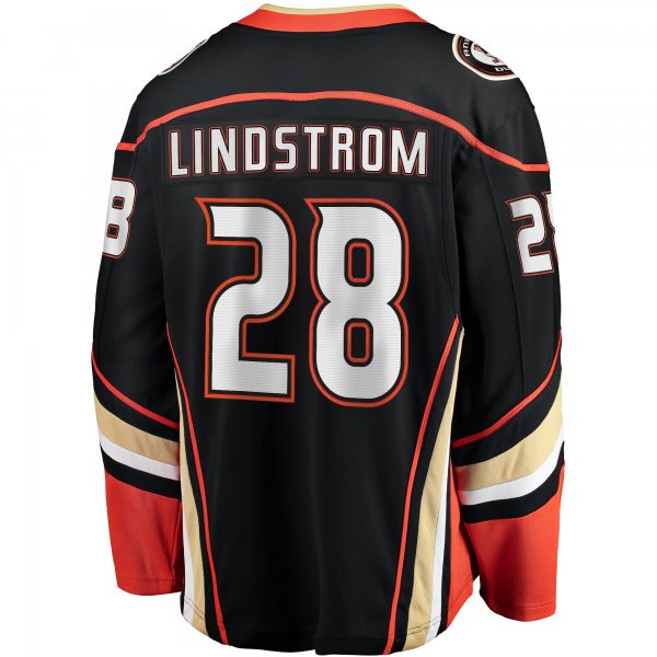 Men's Anaheim Ducks Gustav Lindstrom Fanatics Black Home Premier Breakaway Player Jersey