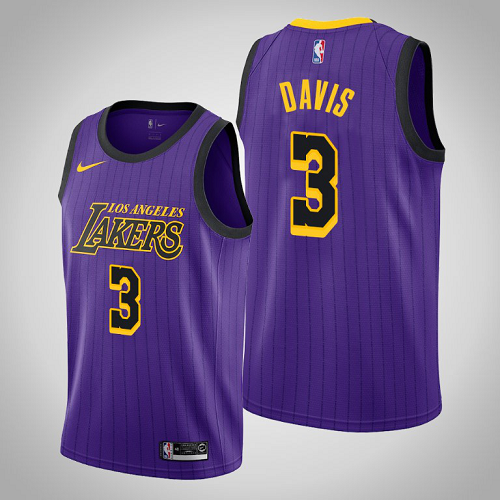 Men's Nike Los Angeles Lakers #3 Anthony Davis Purple Swingman 2019-20 City Edition NBA Jersey