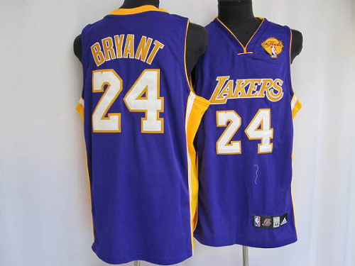 Men's Los Angeles Lakers #24 Kobe Bryant Stitched Purple Final Patch NBA Jersey