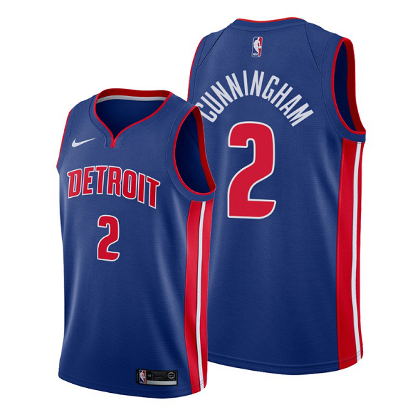 Men's Detroit Pistons #2 Cade Cunningham Blue 2021 NBA Draft No.1 Icon Edition Jersey