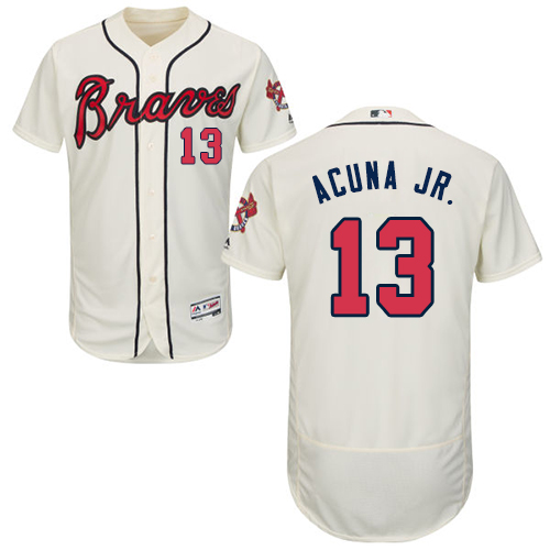 Atlanta Braves #13 Ronald Acuna Jr. Cream Flexbase Collection Stitched MLB Jersey