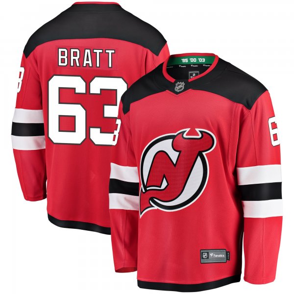 Men's New Jersey Devils Jesper Bratt Fanatics Red Home Breakaway Player Jersey