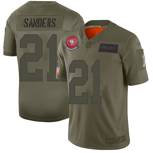 Men's San Francisco 49ers #21 Deion Sanders Camo Stitched NFL Limited 2019 Salute To Service Jersey