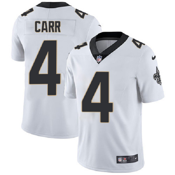 Men's Nike New Orleans Saints #4 Derek Carr White Vapor Limited NFL Jersey