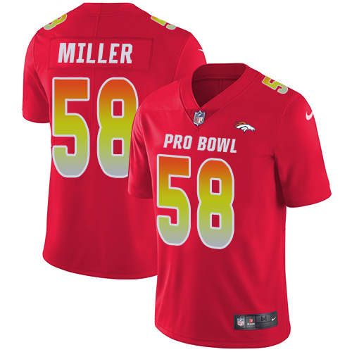 Nike Denver Broncos #58 Von Miller Red Men's Stitched NFL Limited AFC 2018 Pro Bowl Jersey