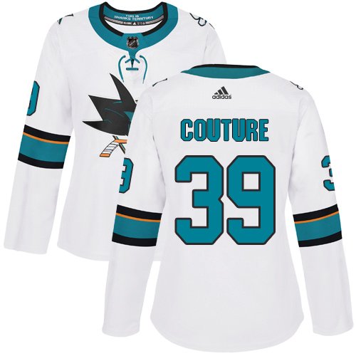 Adidas San Jose Sharks #39 Logan Couture White Road Women's Stitched NHL Jersey