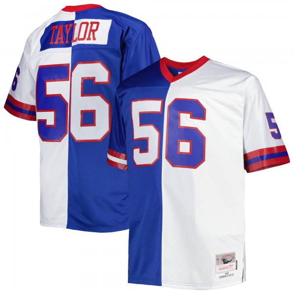 Men's New York Giants Lawrence Taylor Mitchell & Ness Royal/White Big & Tall Split Legacy Retired Player Replica Jersey