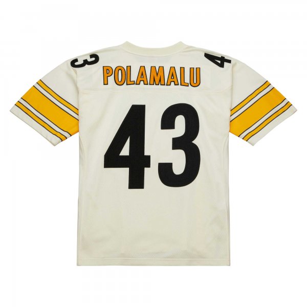 Men's Pittsburgh Steelers Troy Polamalu Mitchell & Ness Cream Chainstitch Legacy Jersey