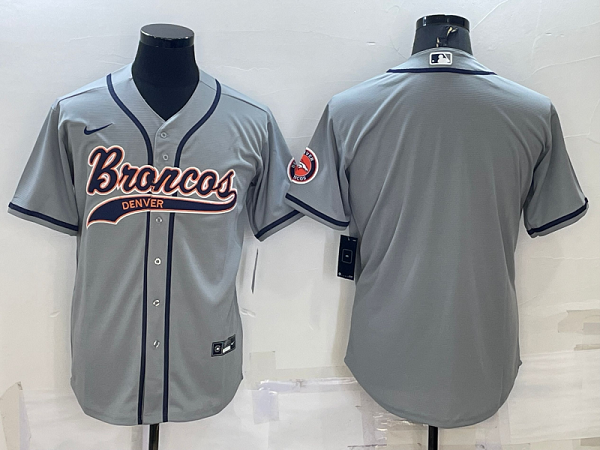 Men's Denver Broncos Blank Grey Stitched Baseball Cool Base Jersey