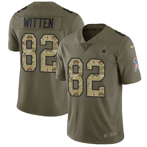 Nike Dallas Cowboys #82 Jason Witten Olive/Camo Men's Stitched NFL Limited 2017 Salute To Service Jersey